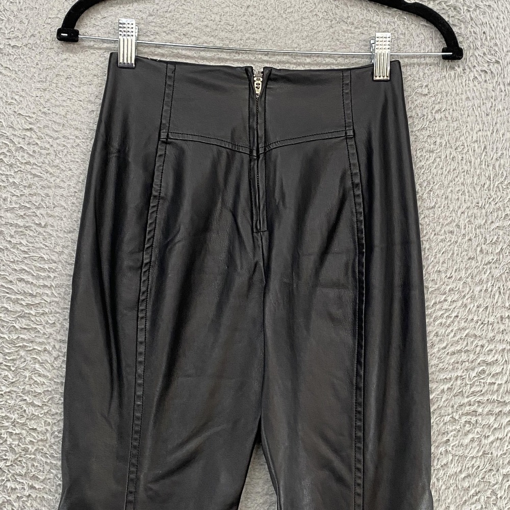 We‎ The Free Faux Leather Pants Womens 24 Bell Bottom Flare Front Slit High Rise - Picture 10 of 14